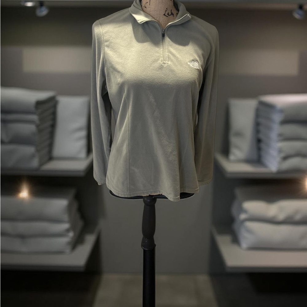 The North Face Women's Large TKA 100 Glacier Fleece 1/4 Zip Pullover Sage Green - Picture 6 of 10